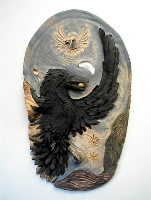 Artist Depree Shadowwalker. 'Ravens Gift' Artwork Image, Created in 1999, Original Sculpture Mixed. #art #artist