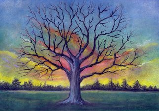 Darrell Ross: 'large tree', 2018 Pastel, Landscape. A large tree in a field. ...