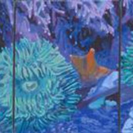 Donna Schaffer: 'Green Anemones', 2001 Oil Painting, Marine. Artist Description: This triptych features green anemones in the rocks of Monterey Bay. The paintings are based on the artist' s original underwater photography. ...