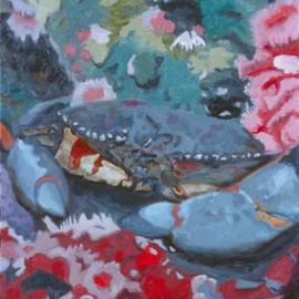 Donna Schaffer: 'Rock Crab and Strawberry Anemones', 2002 Oil Painting, Animals. Artist Description: Rock Crab and Strawberry Anemones in Monterey Bay ...