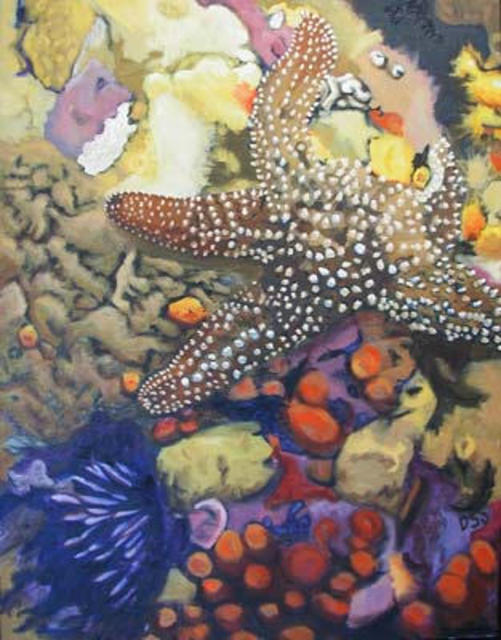 Artist Donna Schaffer. 'Spiney Starfish' Artwork Image, Created in 2002, Original Painting Oil. #art #artist
