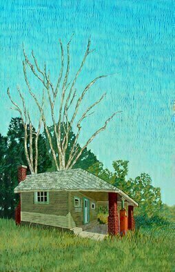 Lou Posner: 'Abandoned II', 1995 Oil Painting, Americana. This is the companion piece to Shady Curve.  Please see that painting for a description of its genesis.  The original drawings for both these paintings are in private collections. ...