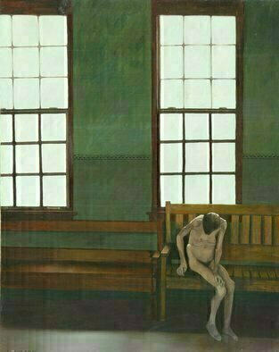 Lou Posner: 'Despair', 1984 Oil Painting, Psychology.  In a mental hospital. ...