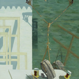 Lou Posner: 'Dread', 1998 Oil Painting, Philosophy. Artist Description:  The title says it all. ...