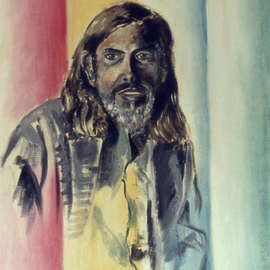 Lou Posner: 'Portrait of Dr John J  Mood', 1972 Oil Painting, Portrait. Artist Description:  This oil portrait was done early in my art life, Aug. 26, 1972, only 15 months after I began to paint.  It was done in four hues: a red, a yellow, a blue and a green.  The exact same four pigments were used for the same- sized portrait ...