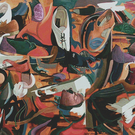 Lou Posner: 'Shoes', 2000 Oil Painting, Fashion. Artist Description:  She wanted shoes.  I gave her shoes.  ...