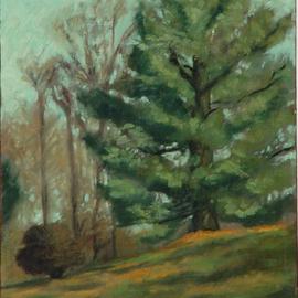 Lou Posner: 'Southbury Tree', 1982 Oil Painting, Landscape. Artist Description:  Out with an artist friend, painting. Custom- framed. Oil on canvas board. ...