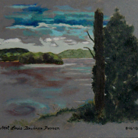 Lou Posner: 'The Ohio River at Magnet, Indiana, on June 28, 2015', 2015 Oil Painting, Scenic. Artist Description:  View downstream of the Ohio River at Magnet, Indiana. Oil on canvas board. SOLD. Collection of L. and H. Waxman, Baltimore, Maryland....