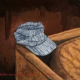 Lou Posner: 'glenns railroad cap', 2020 Oil Painting, Still Life. Artist Description: In memory of a dear friend. ...