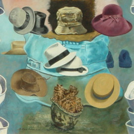 Lou Posner: 'hats', 1984 Oil Painting, Still Life. Artist Description: Stories of my life told with hats. ...