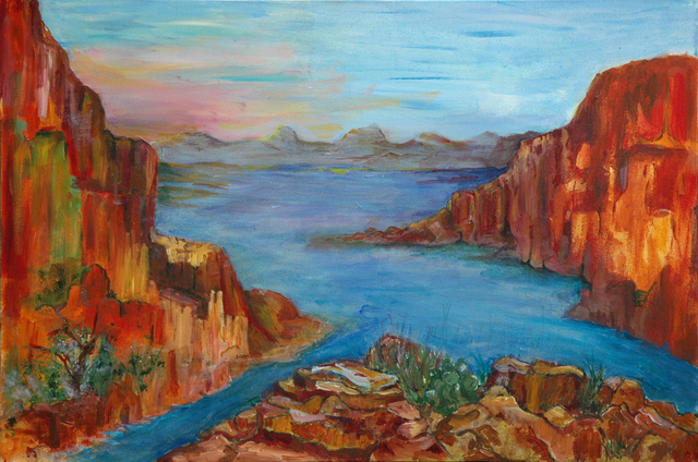 Artist Dune Tencer. 'Red Rocks' Artwork Image, Created in 2014, Original Mixed Media. #art #artist
