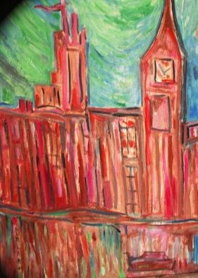 Durlabh Singh: 'Big Ben London', 2013 Oil Painting, Cityscape.       Contemporary style, vivid colours, houses of parliament, poetical , London, figurative.         ...