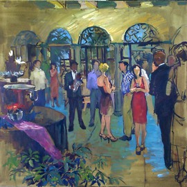 Durre Waseem: 'An evening at RAM', 2008 Oil Painting, Interior. Artist Description:  At one of the Riverside Art Museum events where I was one of the guest artists to paint. ...