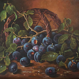 Dusan Vukovic: 'plums', 2012 Oil Painting, Still Life. Artist Description:  plums, life, still, vukovic, dusanvukovic, oil, canvas, realism...