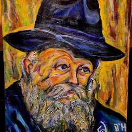 Dovid Yehuda Grossman: 'chabad rebbe', 2023 Acrylic Painting, Famous People. Artist Description: The Lubavitcher Rebbe ...