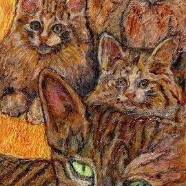 Richard Wynne: 'A whole lot of cats', 2009 Other Painting, World Conflict. Artist Description:  group portrait of cats animals painted on transparent backing representational  ...