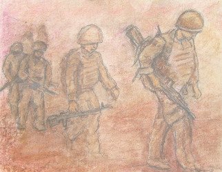 Richard Wynne: 'Desert Patrol', 2011 Pastel, Military.   pastel_ war_ desert_ patrol_ afganistan_ works on paper_ support our troops  ...