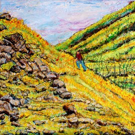 Richard Wynne: 'Hikingt up Green Mountain', 2011 Oil Painting, Landscape. Artist Description:   landscape_ trecking_ nature_ hiking_ southern california  ...