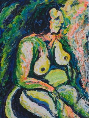 Richard Wynne: 'Nude', 2010 Other Painting, nudes.   mixed mediums on board_ street scene_ townscape_ urban scene_ rain  ...