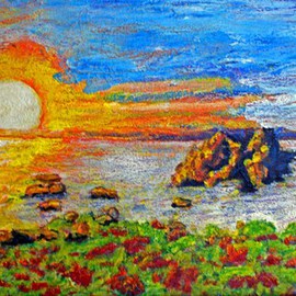 Richard Wynne: 'Sunset', 2010 Oil Painting, Landscape. Artist Description:  oil_ sunset_ seascape_ landscape_ contemporary_ representational  ...