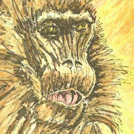 Richard Wynne: 'giggon', 2001 Other Painting, Animals. Artist Description: this was a sketch made at the Bangkok Zoo on my son' s class visit. ...