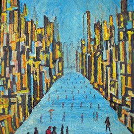 Richard Wynne: 'lost city', 2011 Oil Painting, Music. Artist Description:  city scape_ City_ fantasy_ lost_ oil    ...