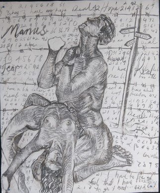 Edgar Bonne: 'manus', 2017 Charcoal Drawing, Portrait. 