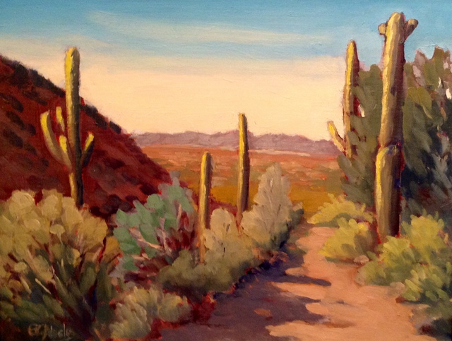 Artist Edward Abela. 'Saguaro Country Cave Creek Arizona' Artwork Image, Created in 2014, Original Watercolor. #art #artist