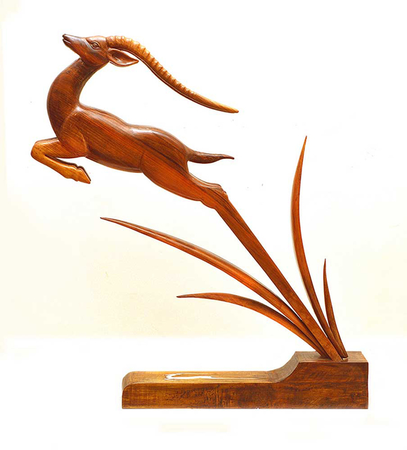 Eisa Ahmadi  'Leaping Gazelle', created in 2014, Original Sculpture Wood.