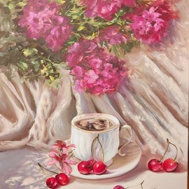 Elena Mardashova: 'cherry season', 2022 Oil Painting, Still Life. Artist Description: Original oil painting  Cherry season ,on canvas 60 x 50 cm,2022...