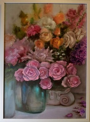Elena Mardashova: 'colorful roses', 2020 Oil Painting, Flight. Original oil painting  Colorful roses ,on canvas 70 x 50 cm,2020...