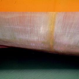 Ellen Spijkstra: '12', 2002 Color Photograph, Marine. Artist Description: Detail of a tanker; bright orange, whitisch and turquoise.Laminated with a semi- matt UV protection layer. ...