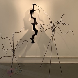 Emily Quackenbush: 'untitled', 2019 Steel Sculpture, Abstract. Artist Description: abstract branches, featuring another sculpture also welded steel covered in spandex material ...