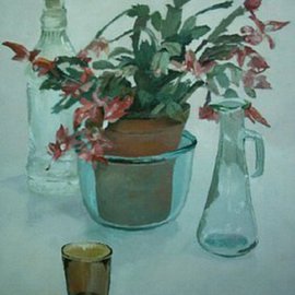 Maria Teresa Fernandes: 'Alves Collection', 1996 Oil Painting, Floral. Artist Description:  diverse objects to be depicted well transparent are a real challenge when over a clear background ...