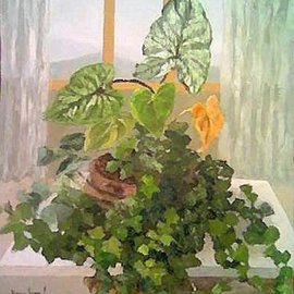 Maria Teresa Fernandes: 'Alves Collection', 1973 Oil Painting, Botanical. Artist Description:  in a green explosion we have to workwell with the hues and shades to get plans and dimensions ...
