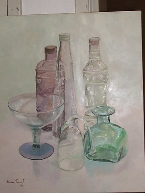 Maria Teresa Fernandes: 'Bell and bottles', 1996 Oil Painting, Communication.  each item is a world of hidden possibilities and hard work.  ...