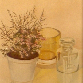 Maria Teresa Fernandes: 'CRC Collection', 1982 Oil Painting, Floral. Artist Description:  dimensions and transparent glasses on a clear background are a respectful attainment ...