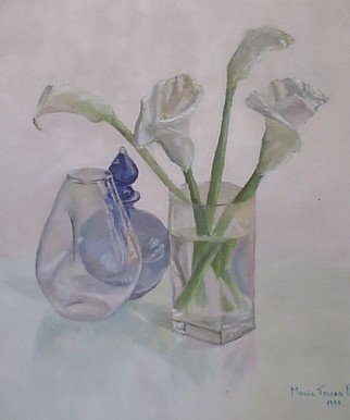 Maria Teresa Fernandes: 'Callas and blue', 1995 Oil Painting, Optical.  clear shades over a white surface are quite difficult to get mainly with glass refractions ...