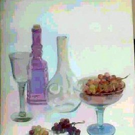 Maria Teresa Fernandes: 'FIGUEIREDO cOLLECTION', 1996 Oil Painting, Food. Artist Description: various hues and transparent objects require a lot of work...