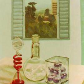 Maria Teresa Fernandes: 'Franca Museum', 1973 Oil Painting, Interior. Artist Description: different plans get a difficulty when you include transparent glass...