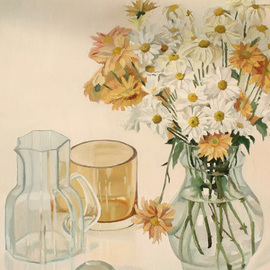 Maria Teresa Fernandes: 'Getulina Museum Collection', 1982 Oil Painting, Motivational. Artist Description: besides transparent objects every petal has its own shades and hues...