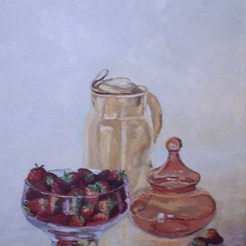 Maria Teresa Fernandes: 'Lerro  Collection', 1976 Oil Painting, Food. Artist Description:  fruits have to be inside the bowl and glass objects have to be convex and transparents ...