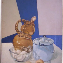 Maria Teresa Fernandes: 'Limeira Museum Collection', 1973 Oil Painting, Food. Artist Description:  to give dimensions to white objects is a challenge ...