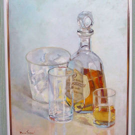 Maria Teresa Fernandes: 'S Bernardo do Campo Council', 1969 Oil Painting, Optical. Artist Description:  to portray a realistic glass on a clearbackground is a challenge, but to reproduce ice is recklesness ...