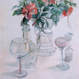 Maria Teresa Fernandes: 'Vilaneda  Collection', 1995 Oil Painting, Floral. Artist Description:  to enhance transparent objects over a clear background is a difficult task ...