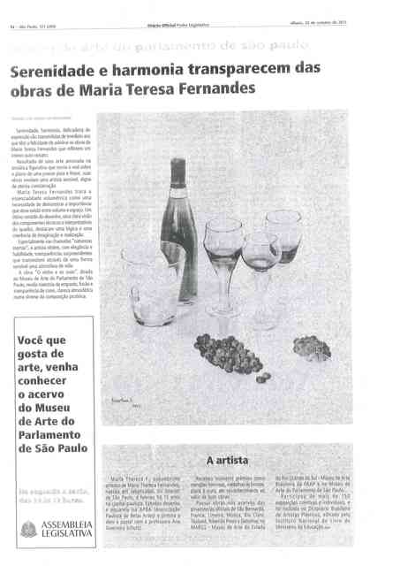 Maria Teresa Fernandes  'S Paulo State Deputy Hall Newspaper About Solo', created in 2011, Original Drawing Pencil.