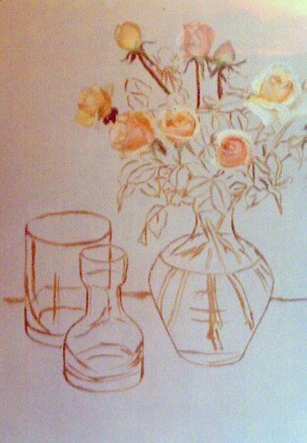 Artist Maria Teresa Fernandes. 'Surrounded Roses Making Of' Artwork Image, Created in 1982, Original Drawing Pencil. #art #artist