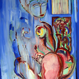 Eric Henty: 'Blue Nude', 2007 Oil Painting, Figurative. Artist Description:  This painting is of a female nude. One observer has described this work as a healing image with water washing over the subjects figure. Figurative, Nude, Blue ...