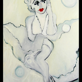Eric Henty: 'Marillyn in White', 2008 Oil Painting, Abstract Figurative. Artist Description:  This painting celebrates Marilyn Monroe in one of her most famous poses and incorporates the qualities of the Geisha as well, creating a unique painting, symbolically  connecting western society with the east. Here Marilyn appears in the innocence of white, with her sexiness that is always present.  ...