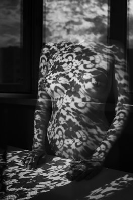 Mikhail Faletkin: 'lace 12', 2016 Black and White Photograph, Nudes. In this nude photos with interesting lacy shadows and reflections, lace with clouds is merging . . .  or the clouds turn into an openwork pattern of shadows, but can the lace on the contrary soar into the cloudsLimited signed edition 1 of 30...